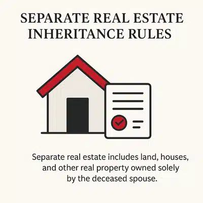 A graphic about separate real estate clarifies intestate succession Texas laws on house distribution